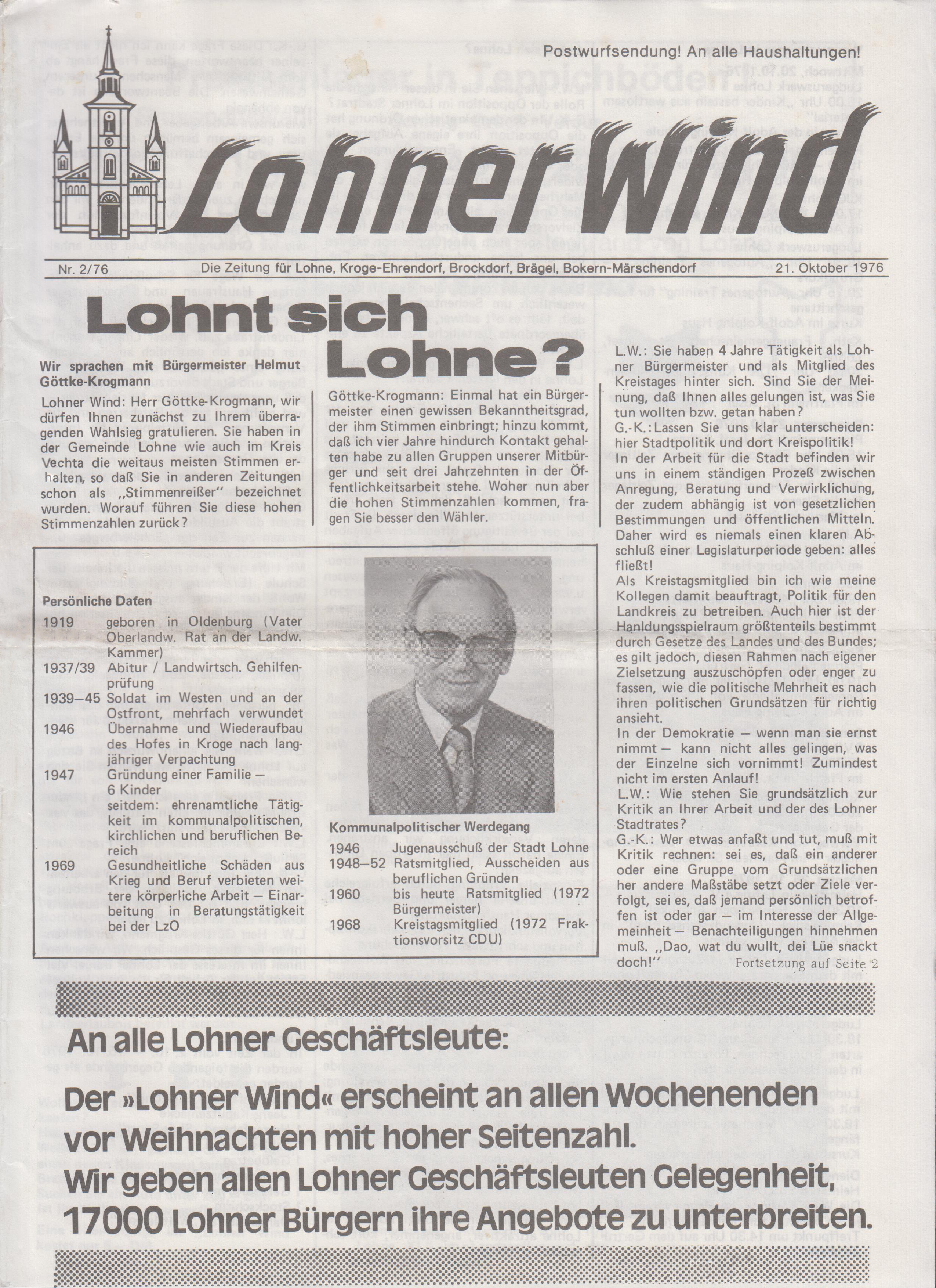 Titelbild Lohner Wind 21.10.1976